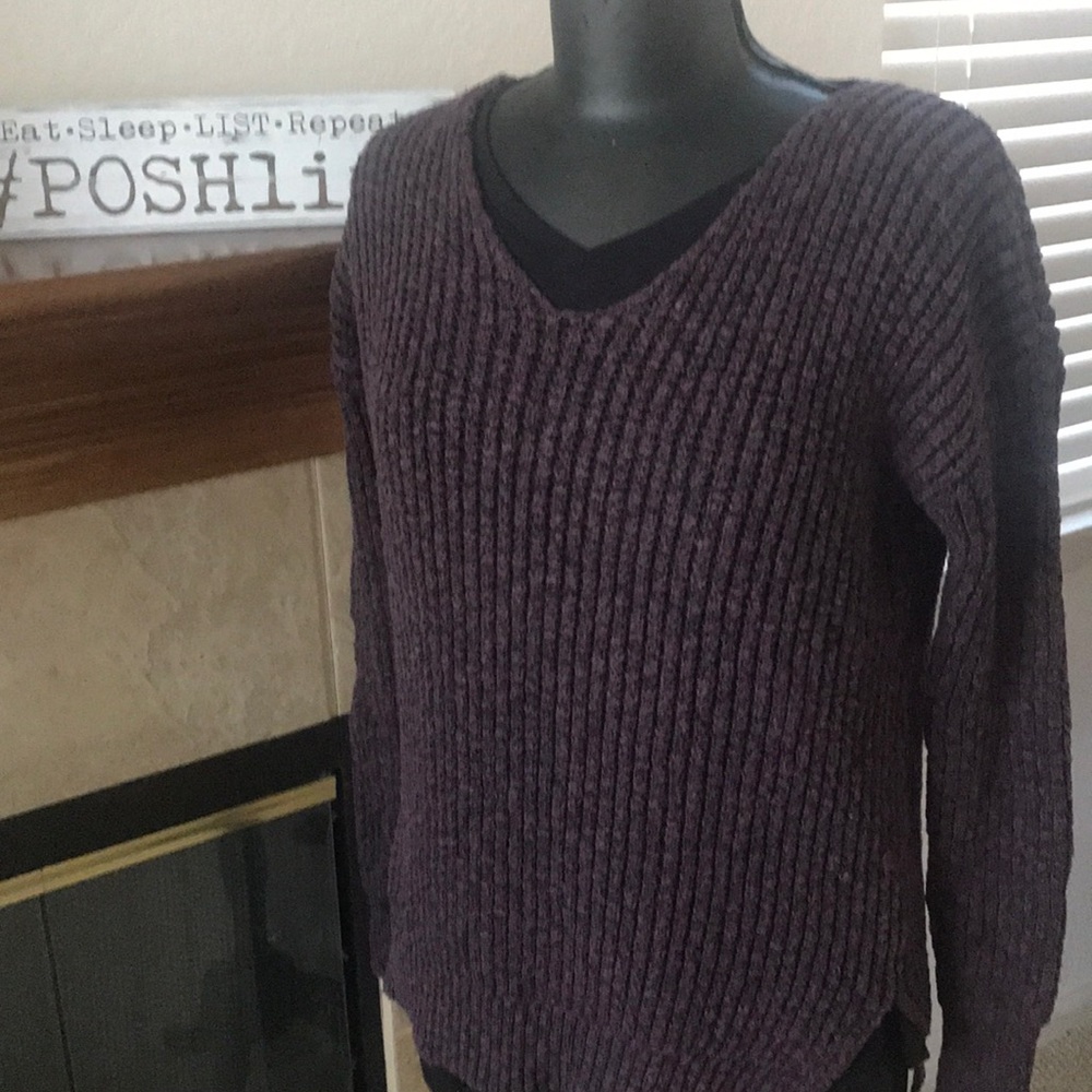 Full Tilt Marled V Neck Tunic Sweater